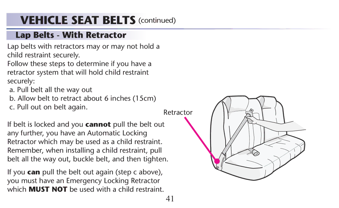 Graco PD156938B owner manual Vehicle Seat Belts 