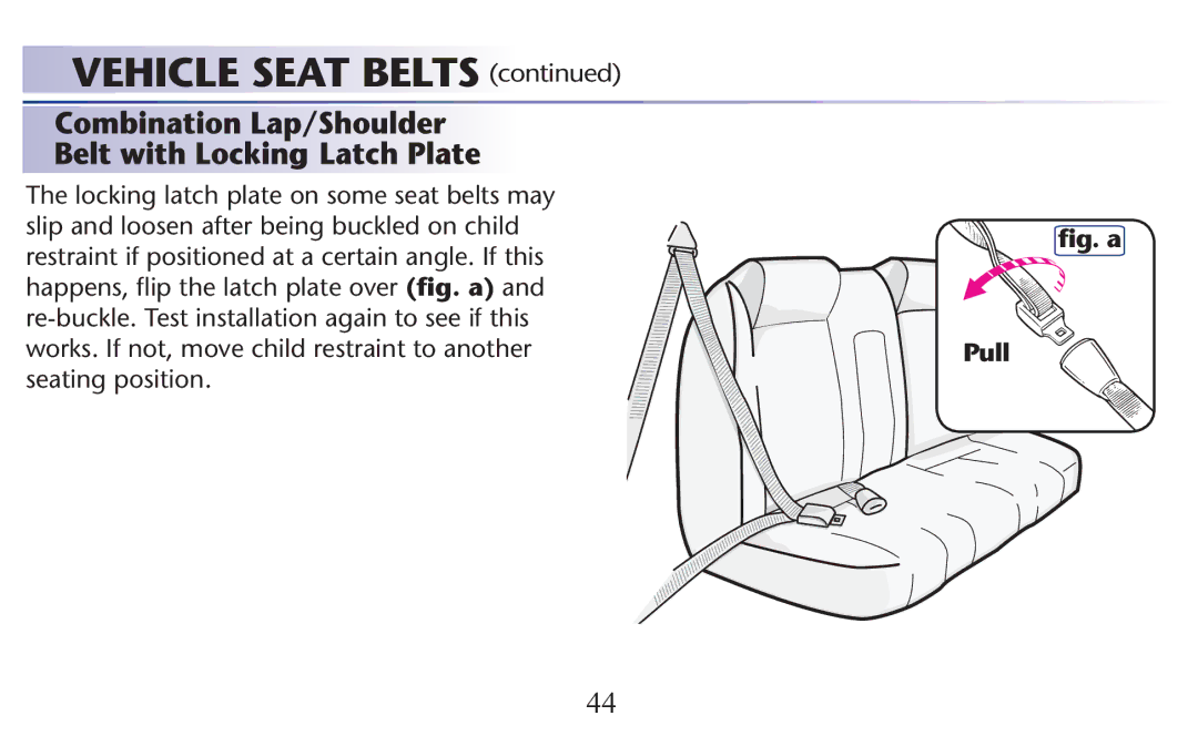 Graco PD156938B owner manual Vehicle Seat Belts 