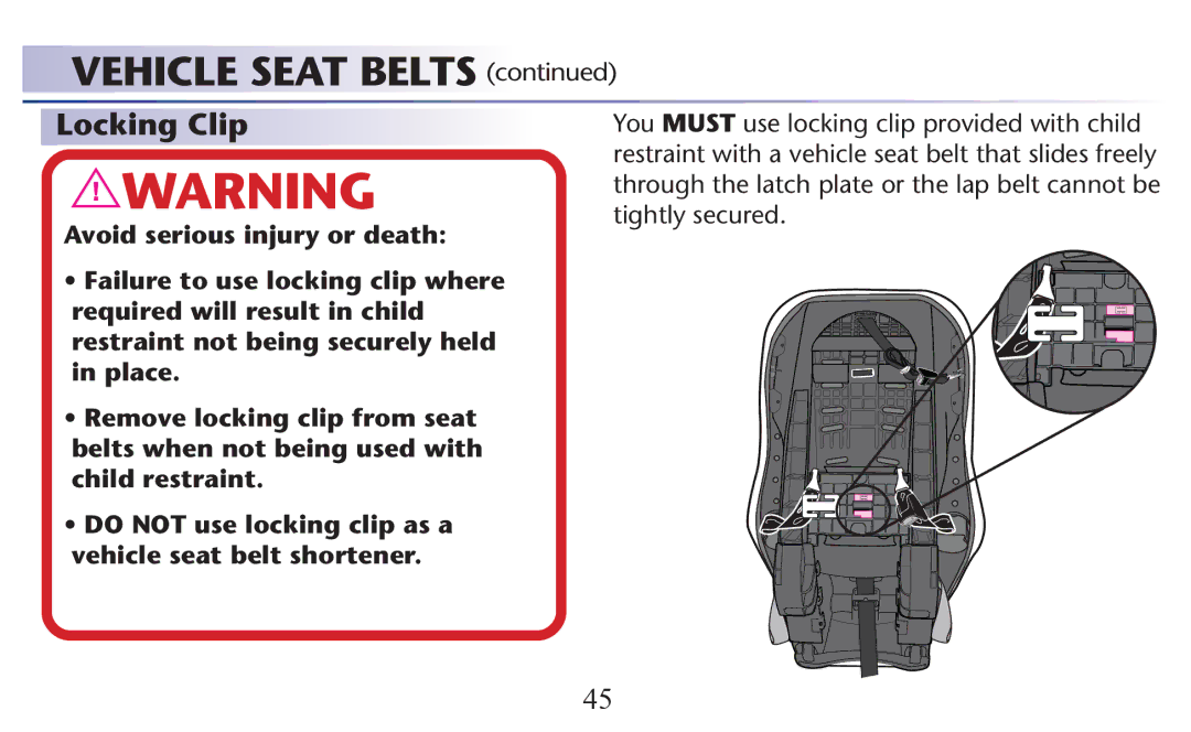 Graco PD156938B owner manual Locking Clip 