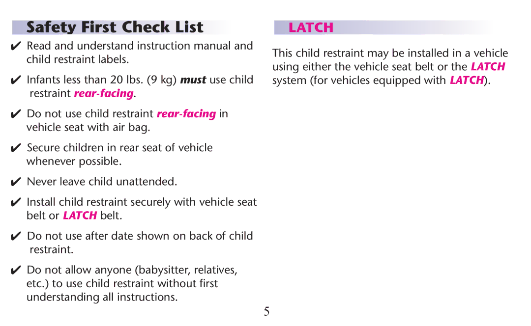 Graco PD156938B owner manual Latch 