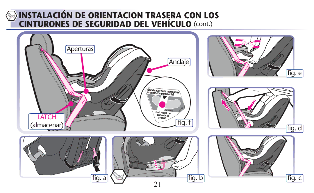 Graco PD156938B owner manual Instalación DE Orientacion Trasera CON LOS 