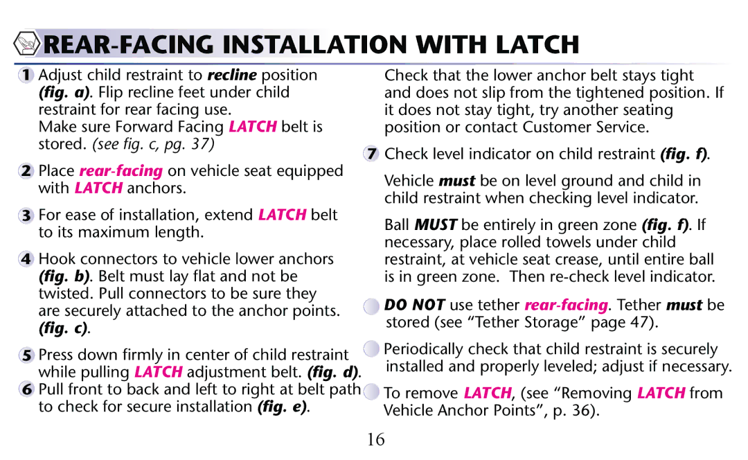 Graco PD156938C owner manual REAR-FACING Installation with Latch 