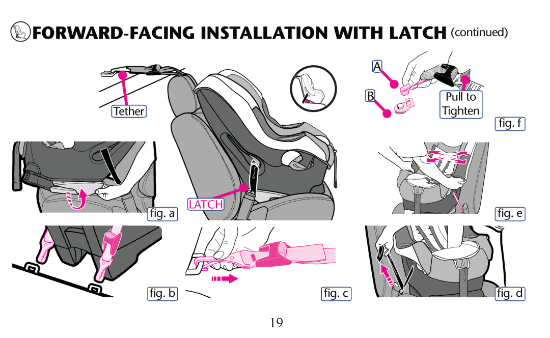 Graco PD156938C owner manual FORWARD-FACING Installation with Latch 