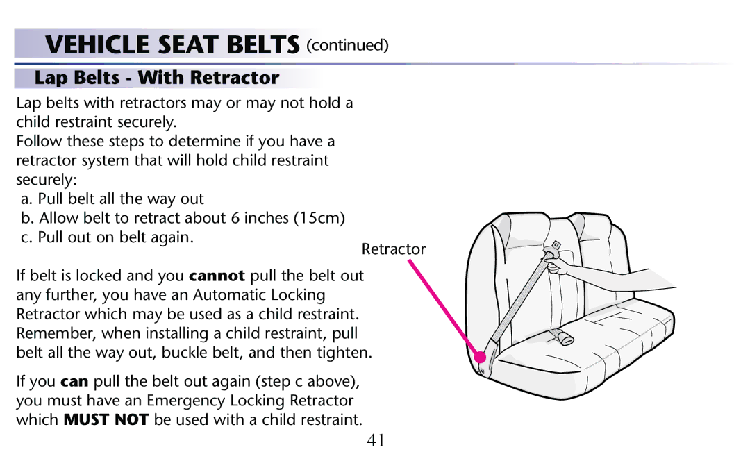 Graco PD156938C owner manual Vehicle Seat Belts 