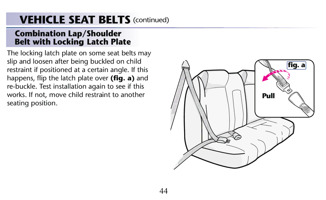 Graco PD156938C owner manual Vehicle Seat Belts 