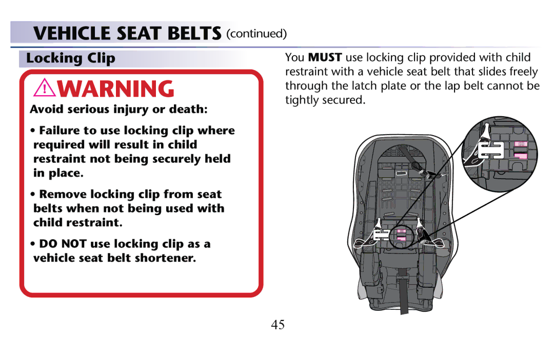 Graco PD156938C owner manual Locking Clip 