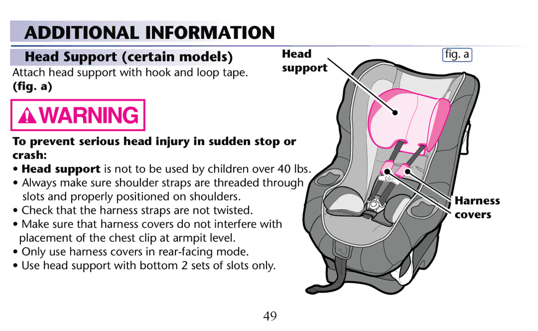 Graco PD156938C owner manual Head Support certain models 