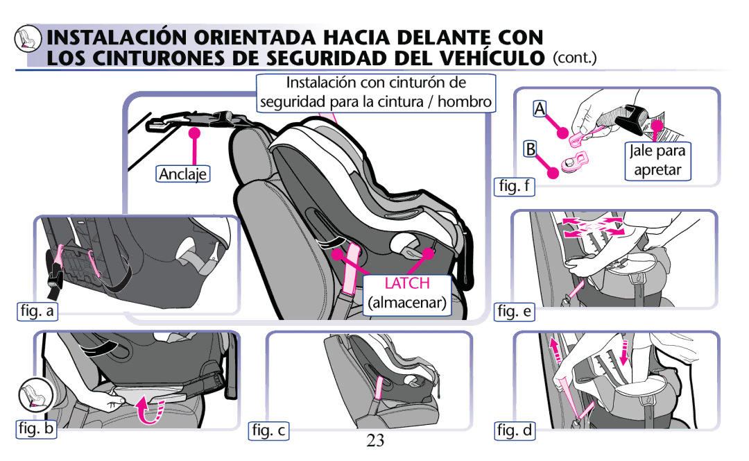 Graco PD156938C owner manual Instalación Orientada Hacia Delante CON 