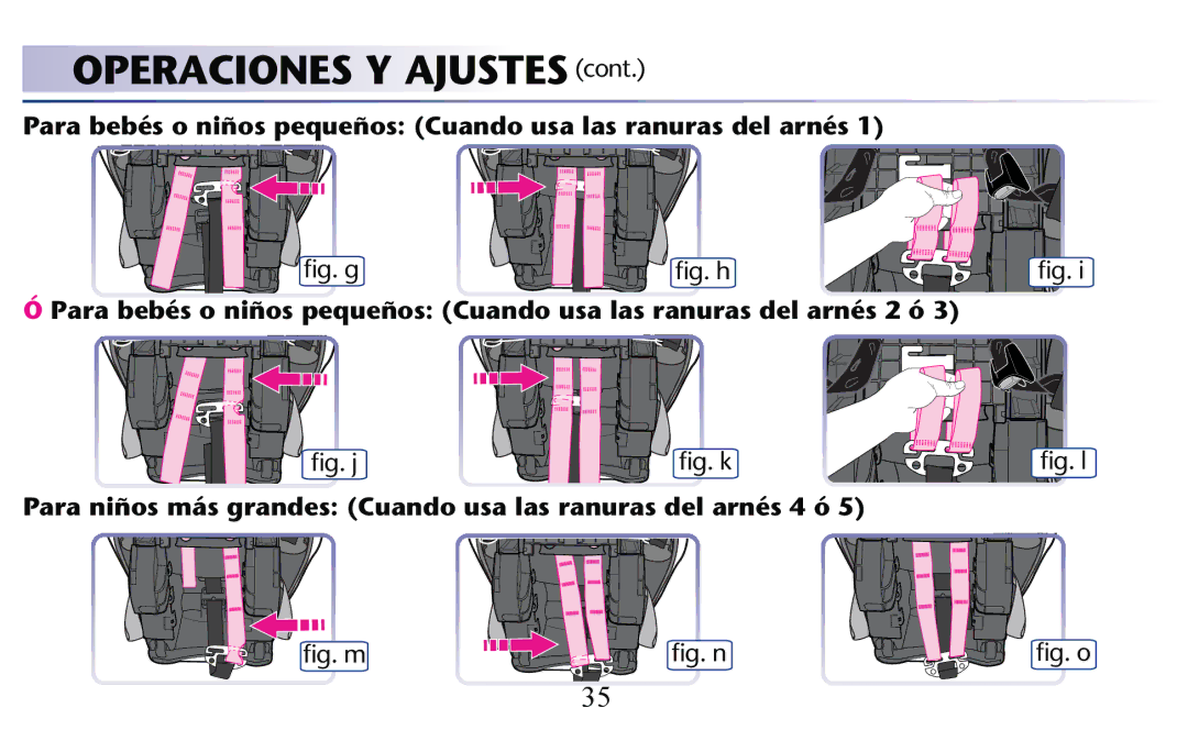 Graco PD156938C owner manual Para bebés o niños pequeños Cuando usa las ranuras del arnés 