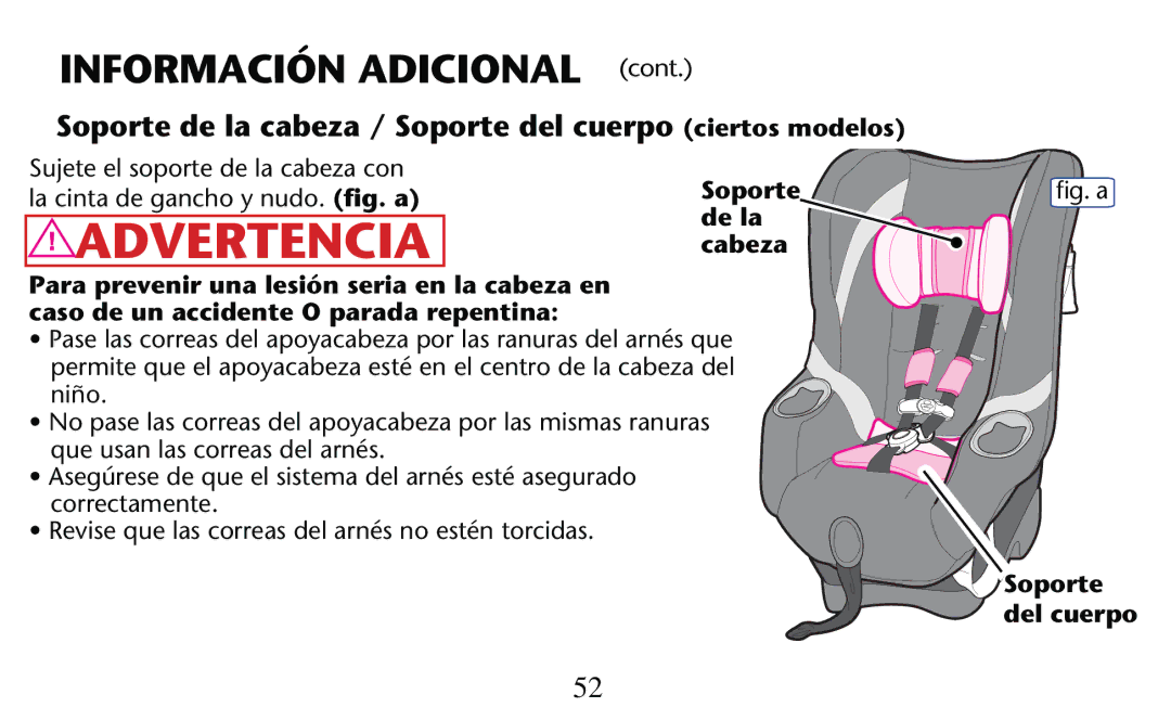 Graco PD156938D owner manual Soporte de la cabeza / Soporte del cuerpo ciertos modelos 