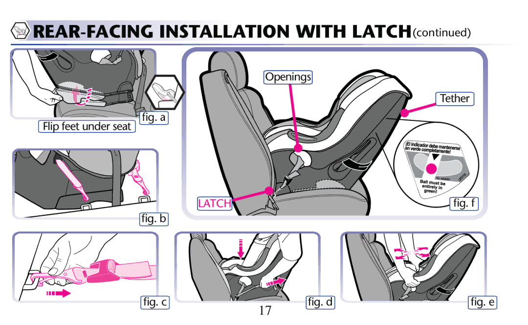 Graco PD156938D owner manual REAR-FACING Installation with LATCH, 4ETHER 