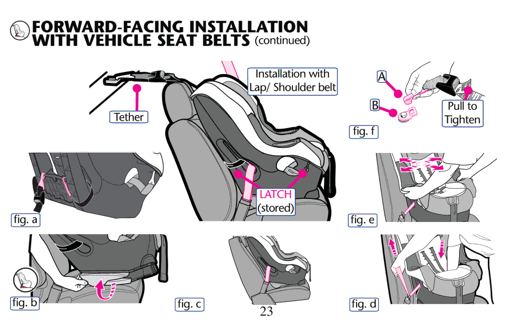 Graco PD156938D owner manual FORWARD-FACING Installation With Vehicle Seat Belts , Stored 