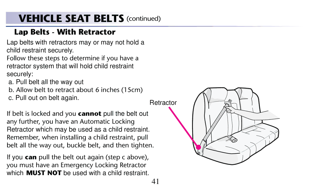 Graco PD156938D owner manual Retractor Beltbis Lockediand YOUOcannot pull the belt out 