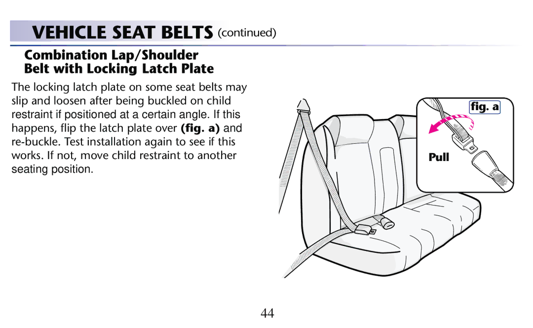 Graco PD156938D owner manual Vehicle Seat Belts  