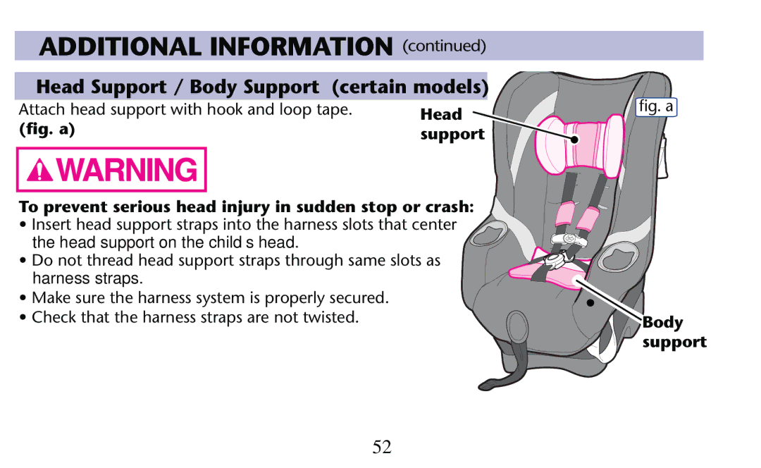 Graco PD156938D owner manual Head Support / Body Support certain models, LgGa 