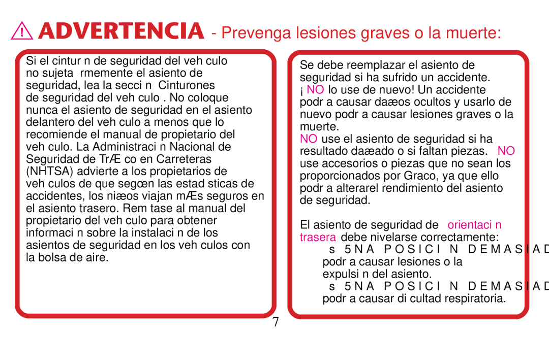 Graco PD156938D owner manual Advertencia Prevenga lesiones graves o la muerte 