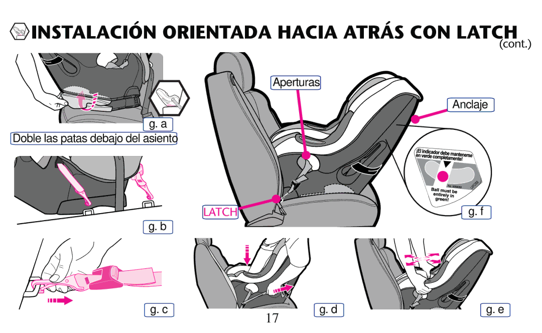 Graco PD156938D Instalación Orientada Hacia Atrás CON Latch, Aperturas ﬁg. a Doble las patas debajo del asiento ﬁg. b 