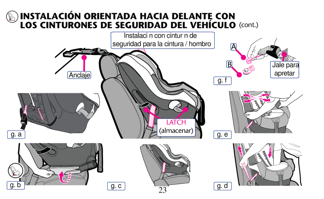 Graco PD156938D owner manual Anclaje ﬁg. f Apretar ﬁg. a, Almacenar, ﬁg. b ﬁg. c ﬁg. d 