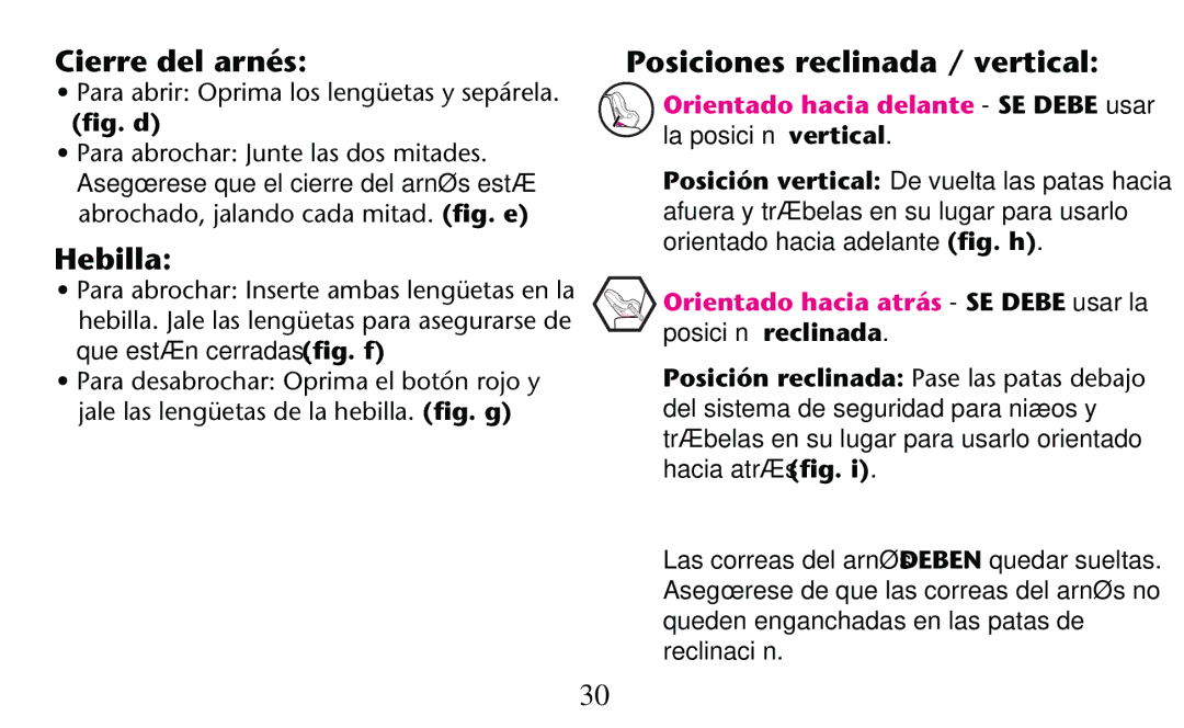 Graco PD156938D owner manual Cierre del arnés, Hebilla, Posiciones reclinada / vertical 