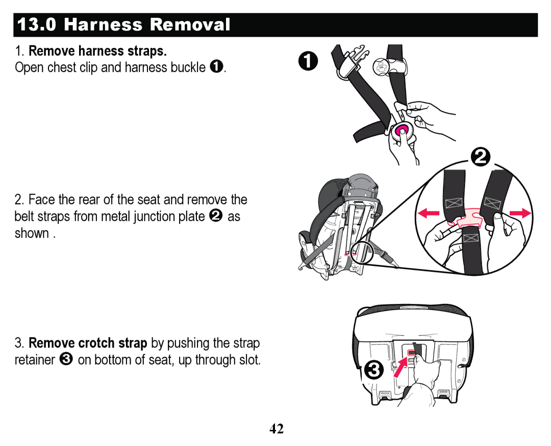 Graco PD158114A manual +DUQHVV5H Rydo, 5HPRYHKDUQHVVVWUDSV  , 2SHQFKHVWFOLSDQGKDUQHVVEXFNOH™ 