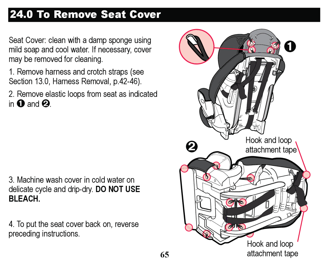 Graco PD158114A manual 7R5H RYH6HDW&RYHU, Pd\EhUhpryhgIruFohdqlqj, 6HFWLRQ+DUQHVV5HPRYDOS 