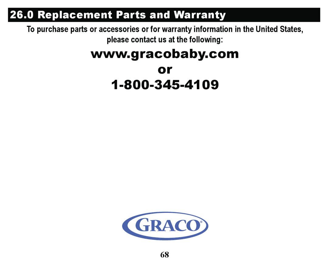 Graco PD158114A manual 5HSODFH HQW3DUWVDQG DUUDQW, SohdvhFrqwdfwXvDwWkhIroorzlqj 