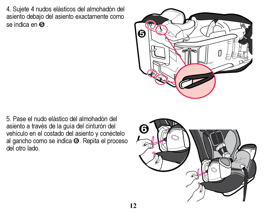 Graco PD158114A manual 3DVHHOQXGRHOiVWLFRGHODOPRKDGyQGHO 