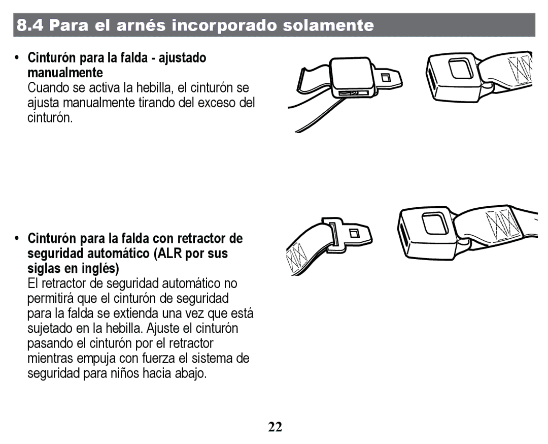 Graco PD158114A manual ‡ &LQWXUyQSDUDODIDOGDDMXVWDGR, Pdqxdophqwh,  &XDQGRVHDFWLYDODKHELOODHOFLQWXUyQVH 