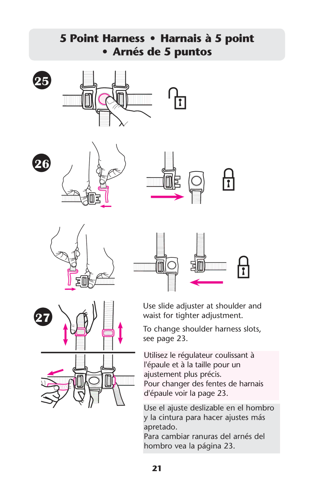 Graco PD159939A owner manual Point Harness Harnais à 5 point Arnés de 5 puntos 