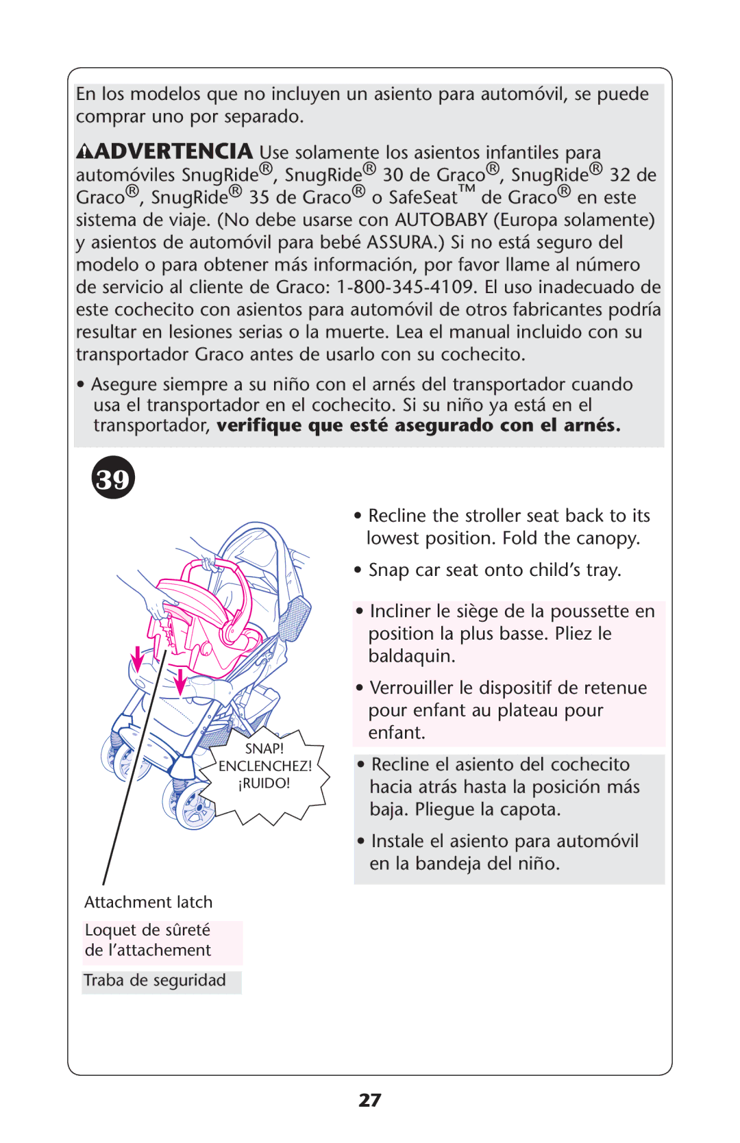 Graco PD159939A owner manual Snap 