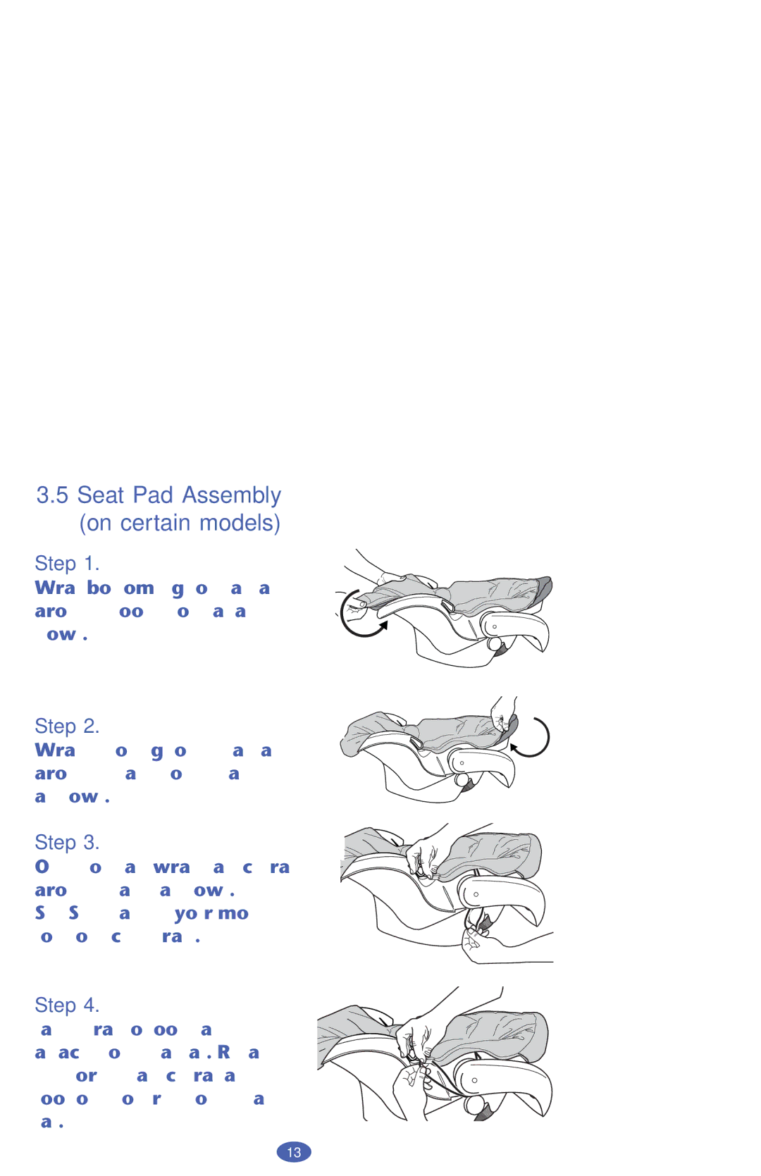 Graco PD159939A owner manual Seat Pad Assembly on certain models, Step 