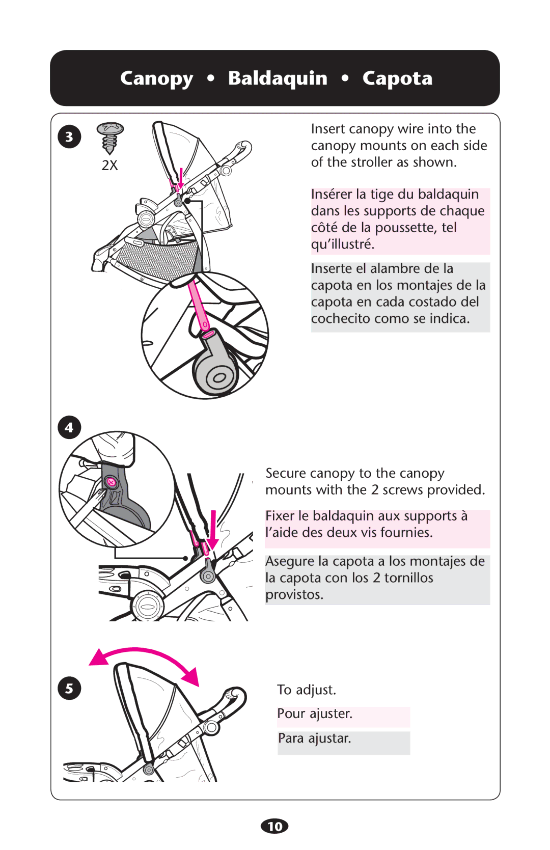 Graco PD161945A owner manual Canopy Baldaquin Capota 