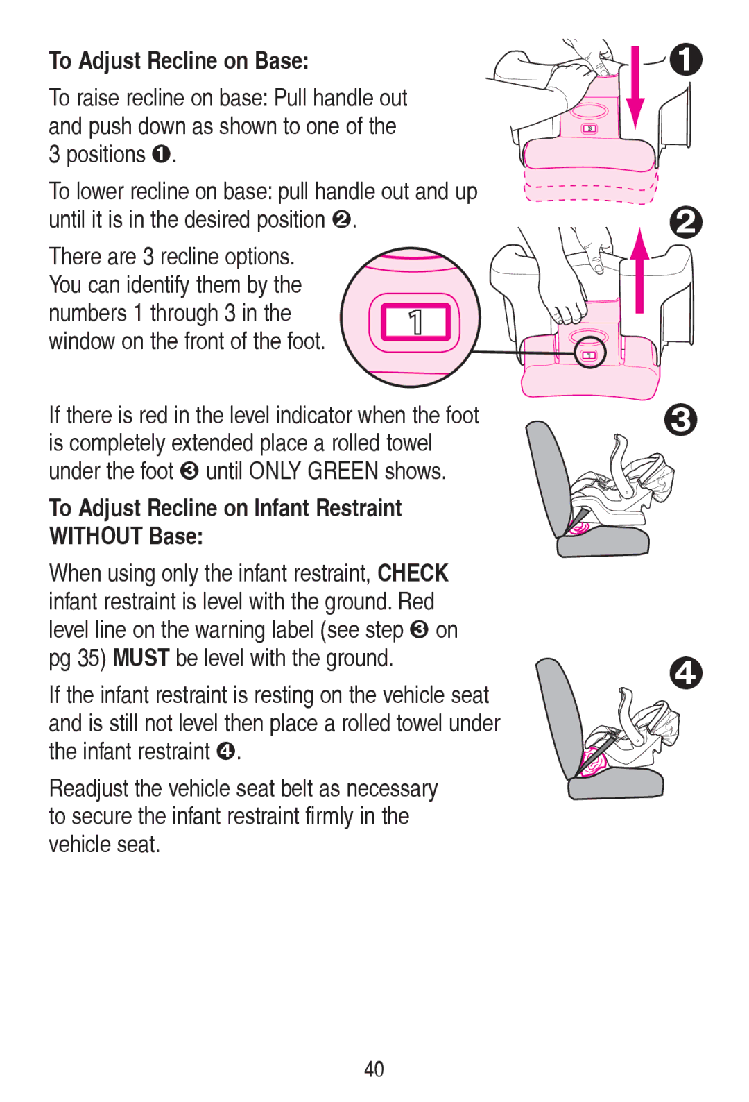 Graco PD161945A owner manual 7R$GMXVW5HFOLQHRQ%DVH, YhklfohVhdw 