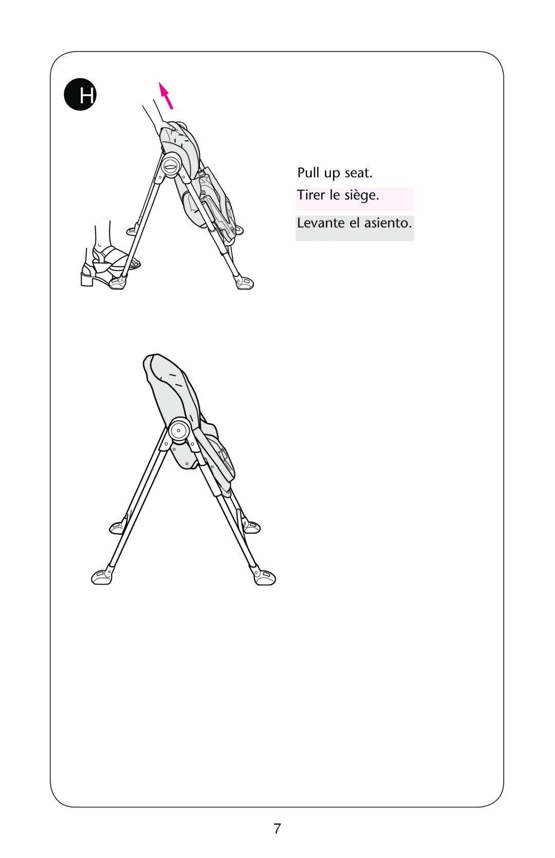 Graco PD162117B manual Pull up seat Tirer le siège Levante el asiento 