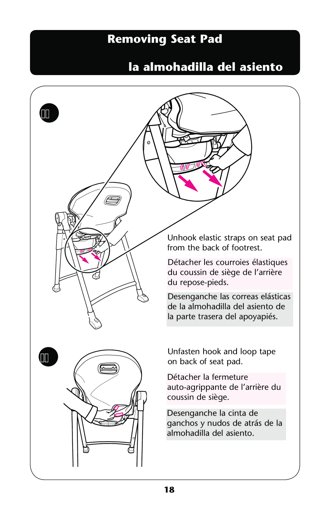 Graco PD162117C manual Ss0ARA Quitar la almohadilla del asiento 