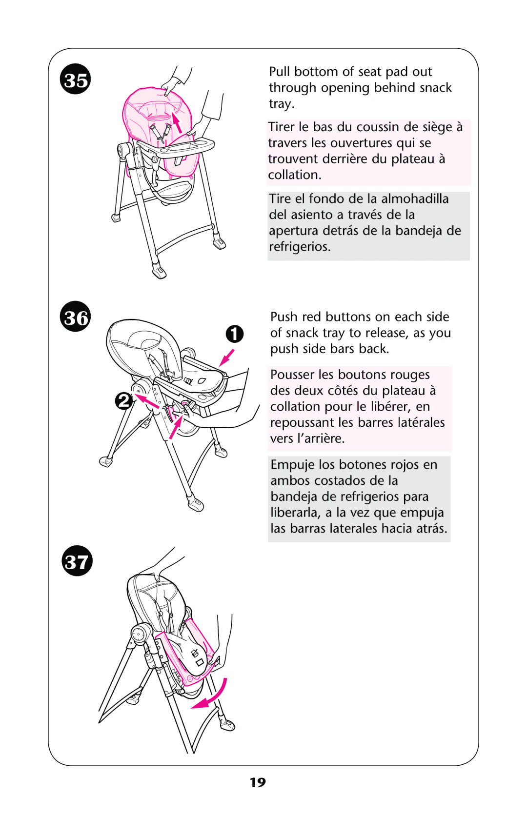 Graco PD162117C manual Repoussant les barres latérales 