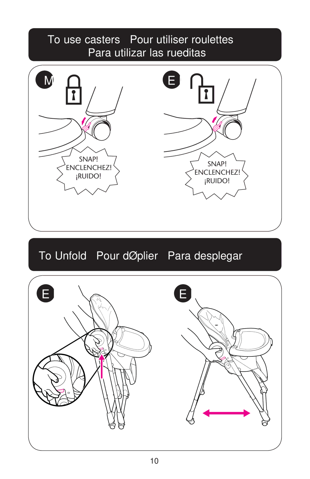 Graco PD162118B manual Eeef, To Unfold Pour déplier Para desplegar 