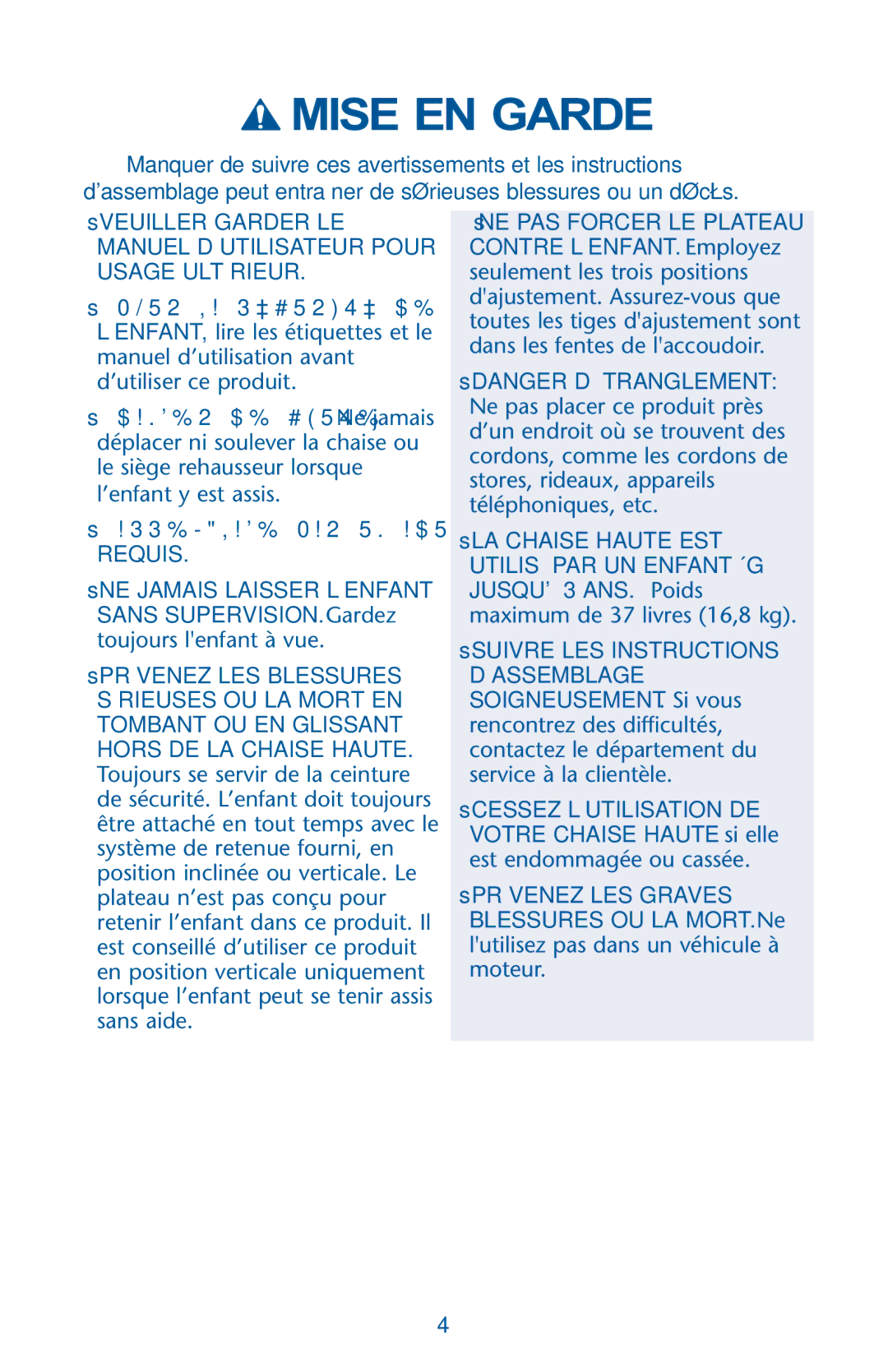 Graco PD162120B owner manual Manuel D’UTILISATEUR Pour Usage Ultérieur 