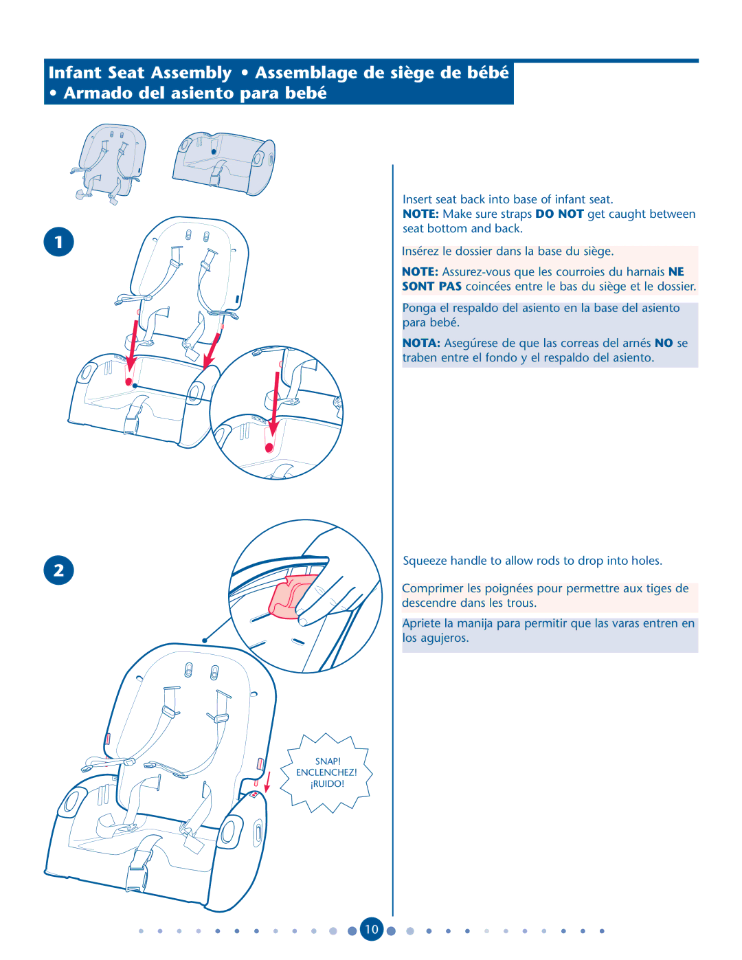 Graco PD162121A manual Snap Enclenchez ¡RUIDO 