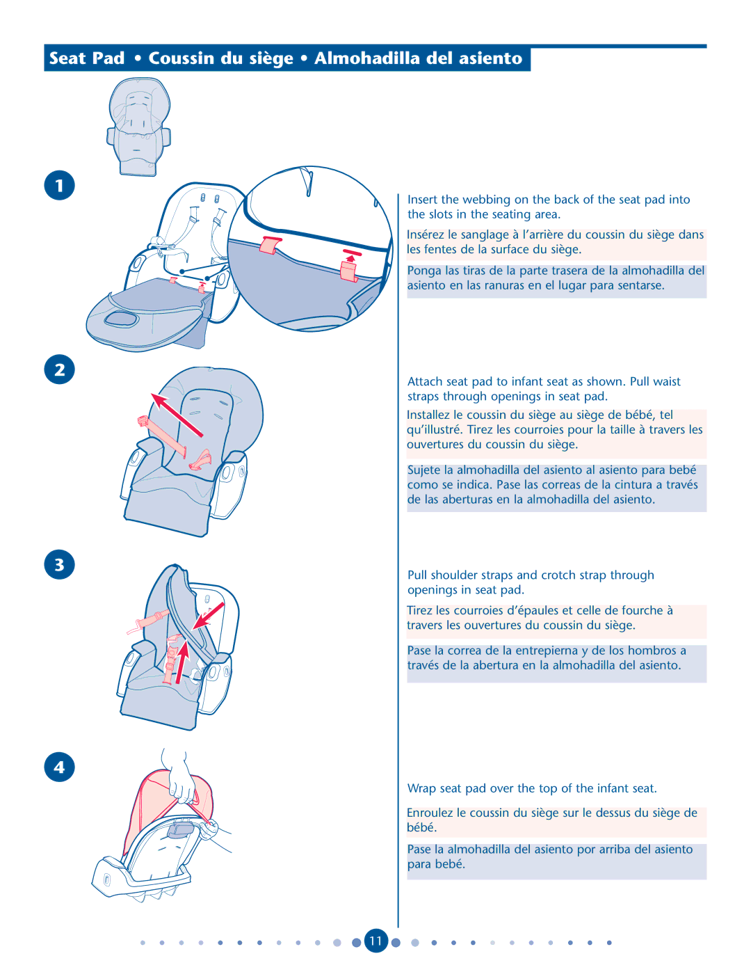 Graco PD162121A manual Seat Pad Coussin du siège Almohadilla del asiento 