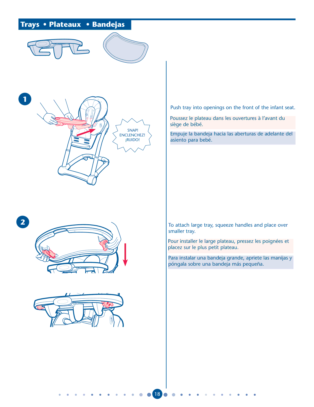 Graco PD162121A manual Trays Plateaux Bandejas 