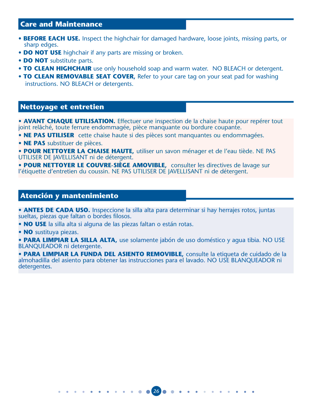 Graco PD162122A manual Care and Maintenance 