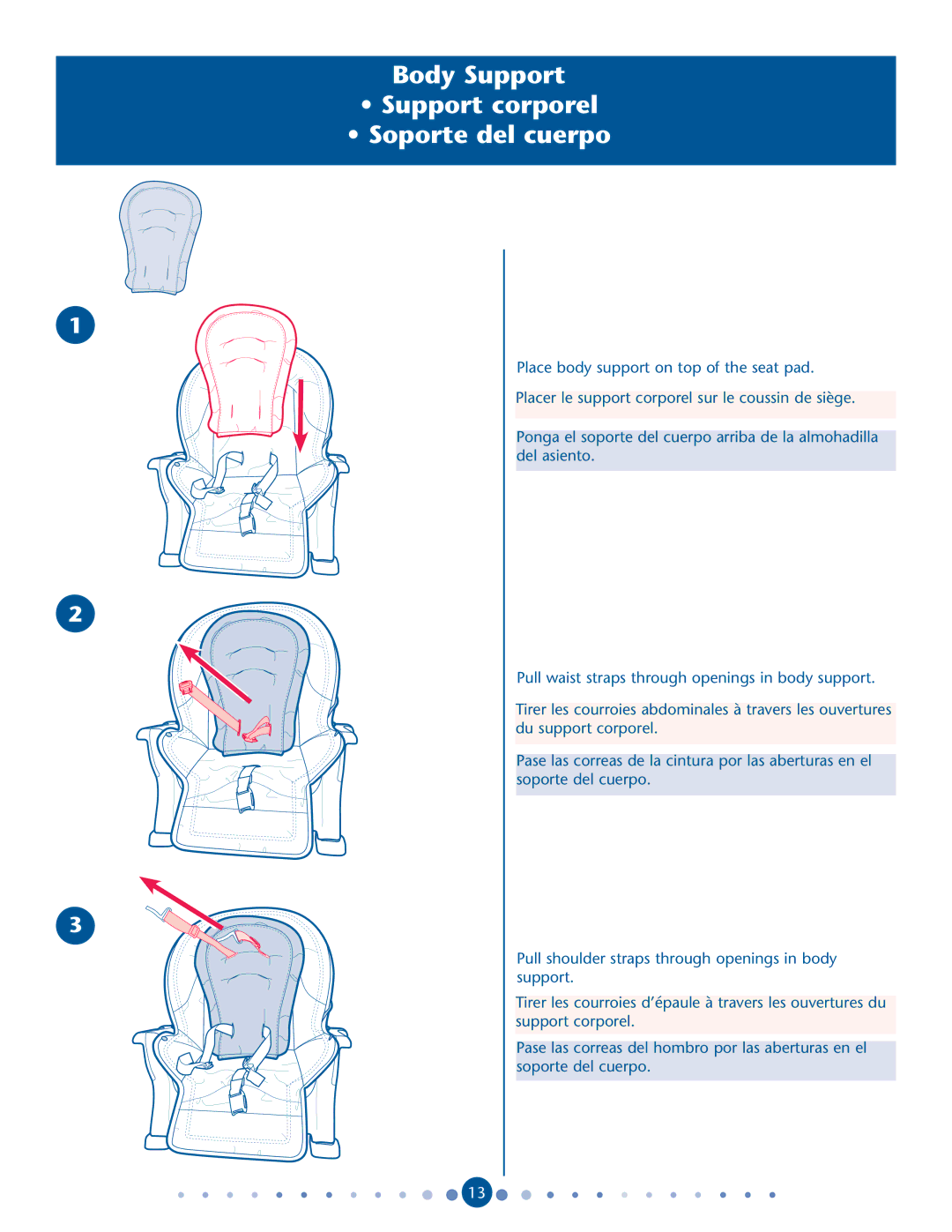 Graco PD162122B manual Body Support Ss3UPPORTPCORPOREL Ss3OPORTEODELECUERPO 