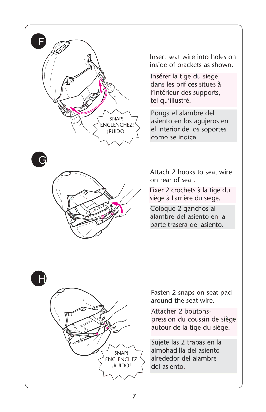 Graco PD162159B owner manual Snap Enclenchez ¡RUIDO 