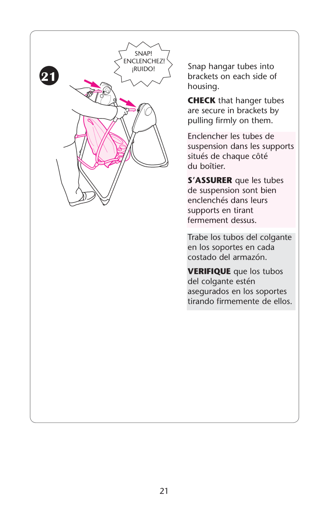 Graco PD162160B owner manual Snap Enclenchez ¡RUIDO 