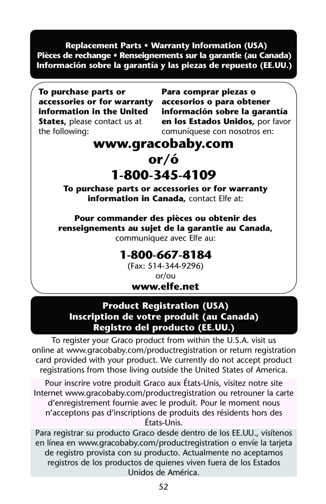 Graco PD162168A or/ó, Product Registration USA Inscription de votre produit au Canada, Registro del producto EE.UU 