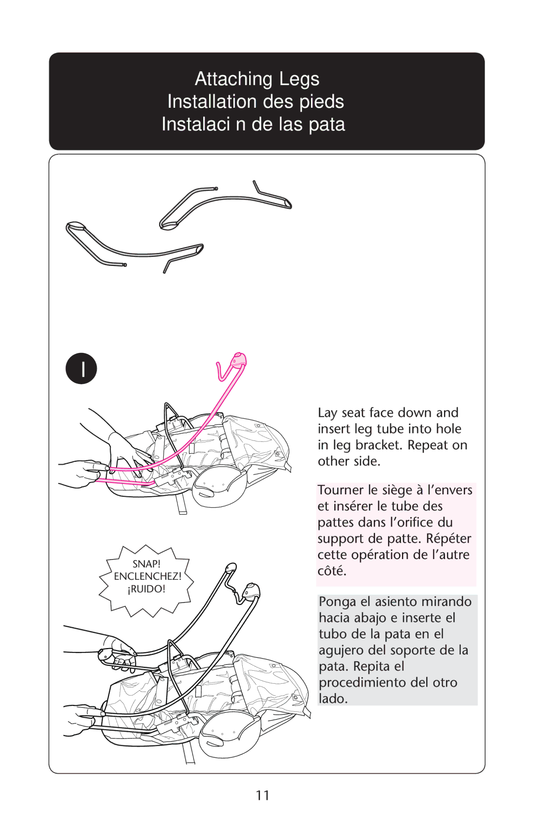 Graco PD162173B owner manual Snap Enclenchez ¡RUIDO 