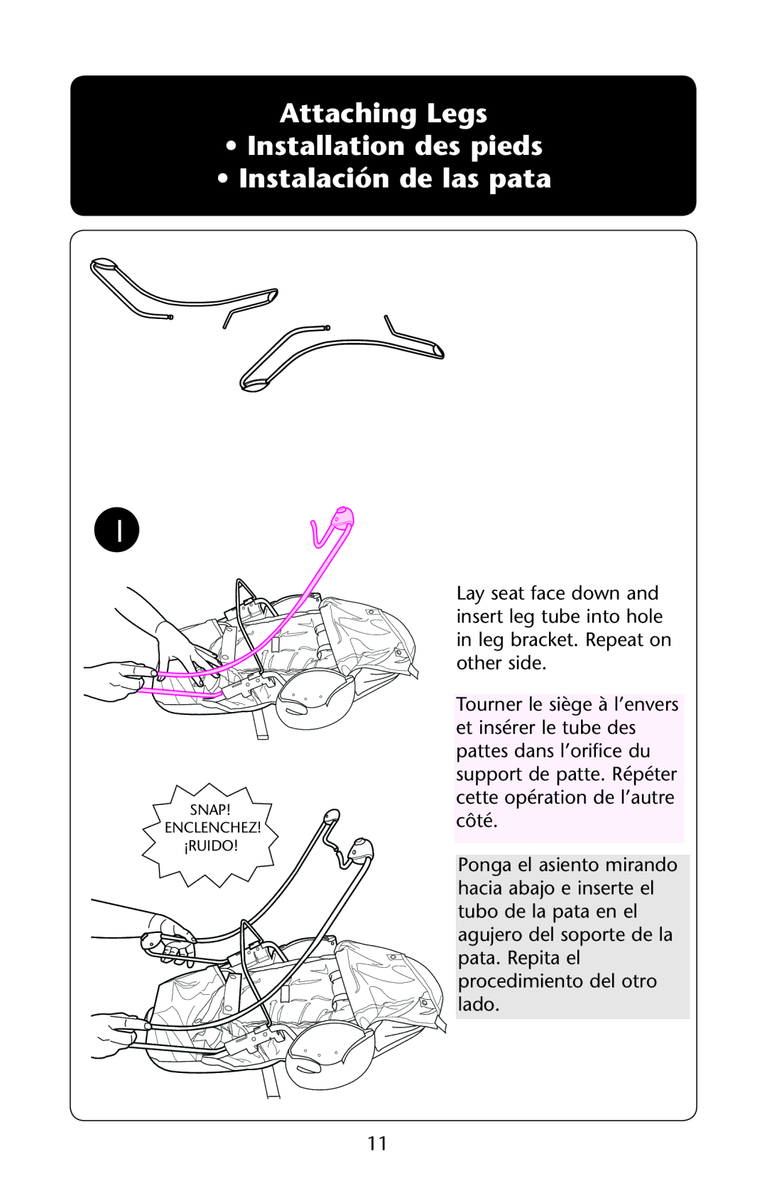 Graco PD162302B owner manual Snap Enclenchez ¡RUIDO 