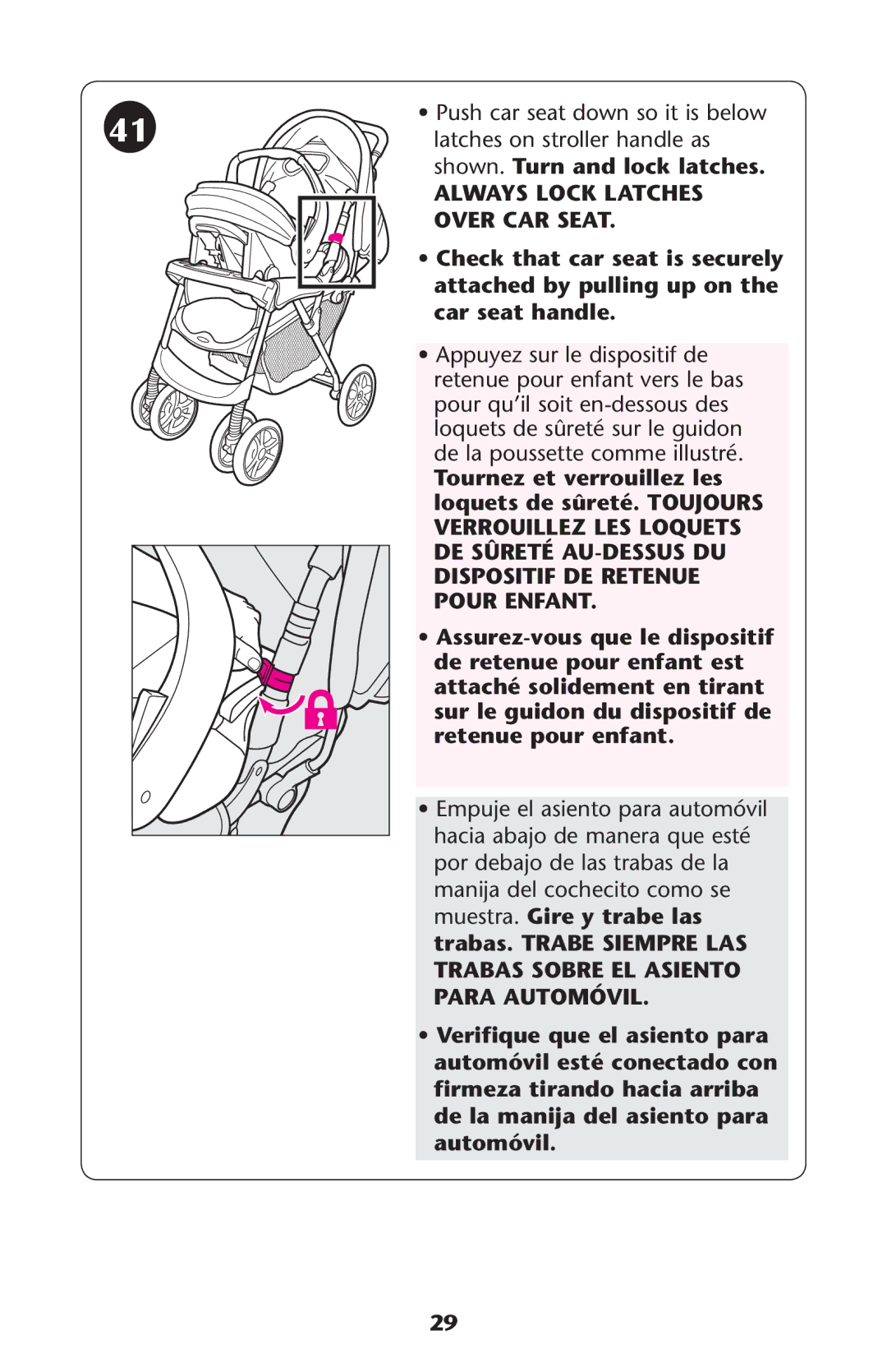 Graco PD162492A owner manual Always Lock Latches Over CAR Seat 