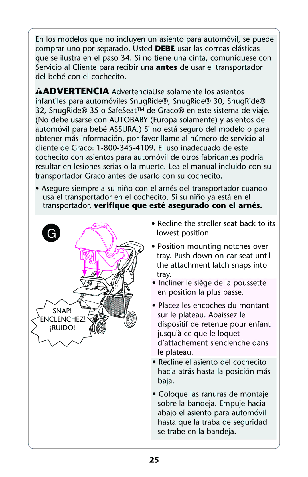 Graco PD162496B 11 owner manual Snap 